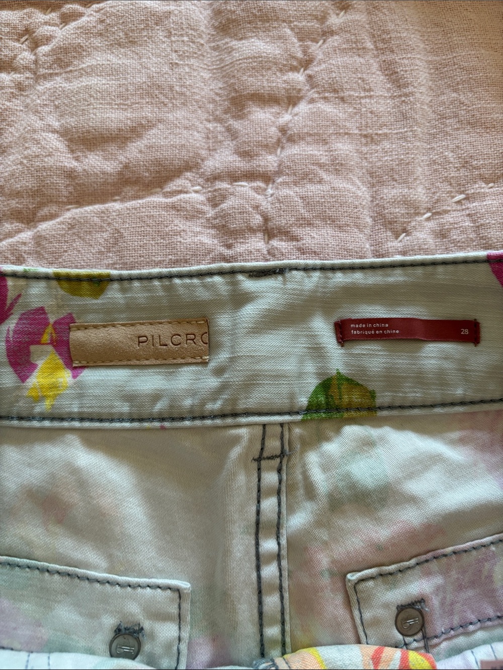 Pilcro Floral Print Shorts - Pink & Green - Picture 2 of 3
